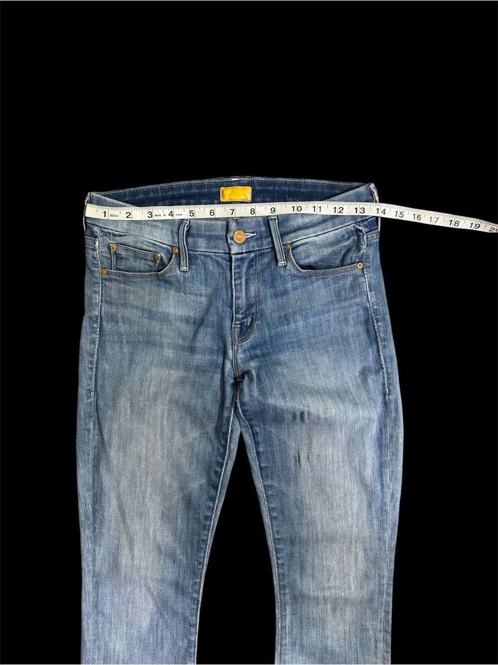 MOTHER Denim Frayed Hem Skinny Straight Jeans Medium Wash Size - Picture 9 of 9